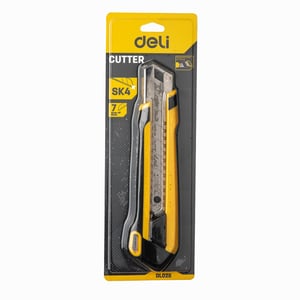 Deli Tools EDL025 Knife, Black, Yellow, Break-off Blade