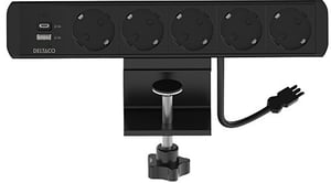 Deltaco 1902242 5-Port Power Strip, Indoor, Black