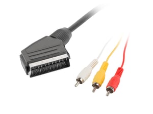 Lanberg CA-EURC-10CC-0018-BK SCART-kabel 1,8 m SCART (21-polig) 3 x RCA Svart