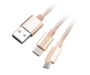 Akasa AK-CBUB42-12GL USB-Kabel USB 2.0 1,2 m USB-A auf USB-C/Micro-USB-B Gold