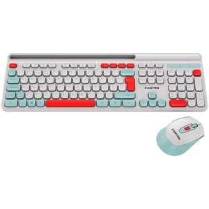 Canyon HSET-W5 Tastatur mit integrierter Maus für zu Hause/Büro, RF-Funk, QWERTY, US-Englisch, Weiß