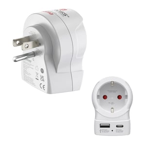 Hama EU to US Power Plug Adapter: Type B, Type C, and Type F, White