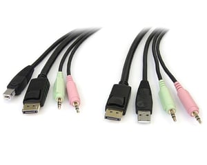 StarTech DP4N1USB6 KVM-kabel, svart, 1,829 m
