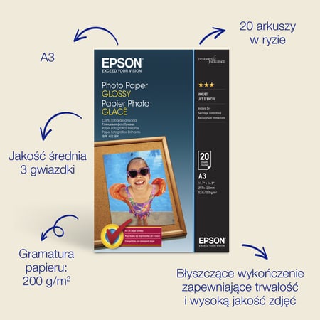 Epson Fotograficzny papier błyszczący Glossy Photo Paper firmy , 200 g/m2, 20 arkuszy