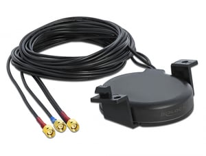DeLOCK LTE-MIMO-GNSS-Antenne, 3 x SMA-Stecker, RG-174, 3 m, Schraubbefestigung, für den Feldeinsatz, schwarz
