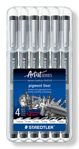 Staedtler 308 SB6P Fineliner Schwarz 6 Stück