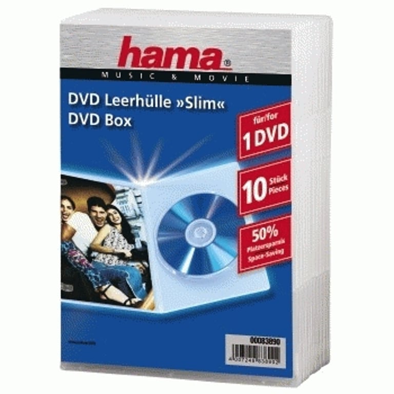 Hama DVD Jewel Case, Slim 10, transparent 10 dysków Przezroczysty