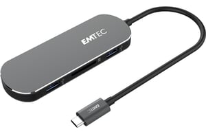 Emtec T650C Type-C USB 3.2 Gen 1 (3.1 Gen 1) Type-A Hub, Black