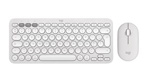 Logitech Pebble 2 Combo klawiatura Dołączona myszka Uniwersalne RF Wireless + Bluetooth QWERTY Amerykański międzynarodowy Biały