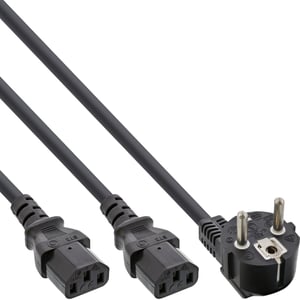 InLine 16657C kabel zasilające Czarny 1 m Wtyczka zasilająca typu F Panel 2 x C13