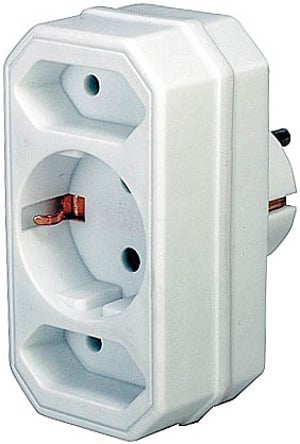 Brennenstuhl-adapter med 2 + 1 uttag, strömadapter/omformare, vit