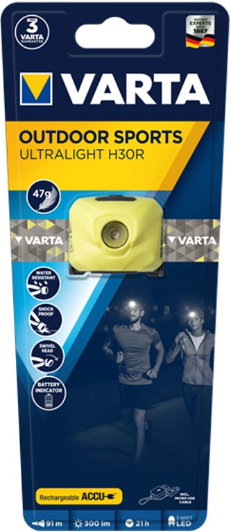 Varta OUTDOOR SPORTS ULTRALIGHT H30R Limonka Latarka czołowa LED
