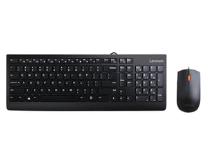 Lenovo 300 Keyboard with Mouse Included, Universal USB QWERTY, US English, Black
