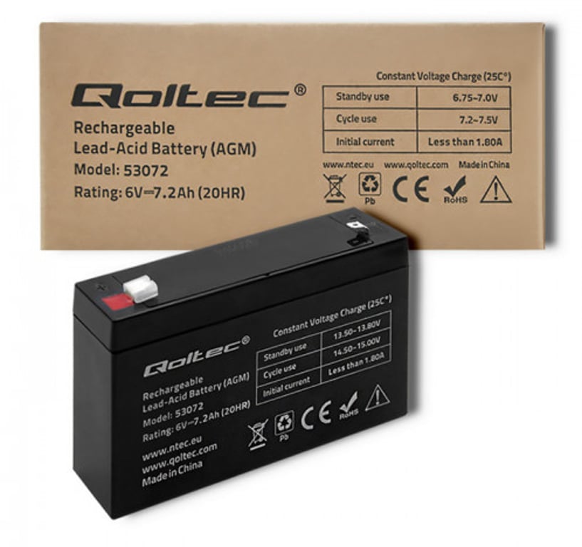 Qoltec 53072 akumulator Ołowiany (VRLA) 6 V 7,2 Ah