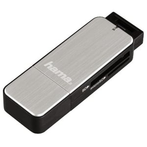 Hama 123900 USB 3.2 Gen 1 (3.1 Gen 1) Kartenlesegerät, Schwarz, Silber