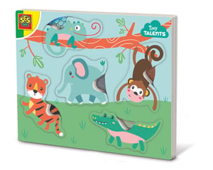 SES Creative Tiny Talents Fühl- und Tast-Tierpuzzle Puzzle-Rahmen, 5-teilig. Tiere