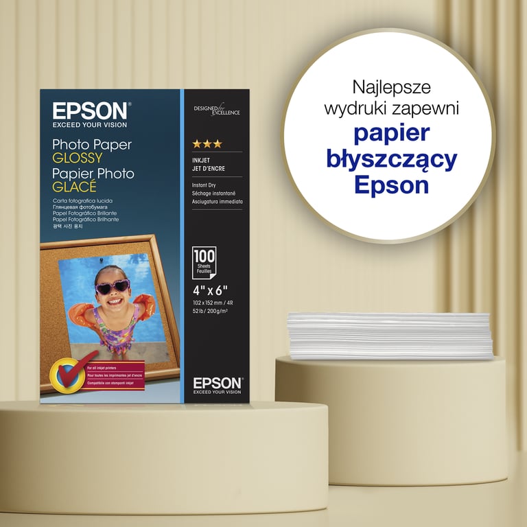 Epson Fotograficzny papier błyszczący Glossy Photo Paper firmy (100 × 150 mm), 200 g/m2, 100 arkuszy