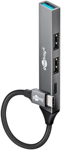 Goobay 74459 USB 3.2 Gen 1 (3.1 Gen 1) Type-C-Hubs und -Konzentratoren, 5000 Mbit/s, Hellgrau