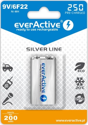 Everactive EVHRL22-250 bateria do użytku domowego Bateria do ponownego naładowania 9V Niklowo-metalowo-wodorkowa (NiMH)