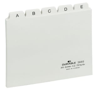Durable 366002 Card Tab: PVC Alphabet Tab, White