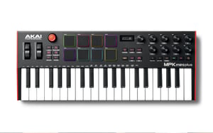 Akai MPK Mini Plus MIDI-Keyboard mit 37 Tasten. USB Schwarz, Rot, Weiß