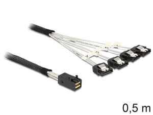 DeLOCK 83392 SAS Cable, 0.5 m, Black, Silver