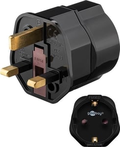 Goobay 45352 Power Plug Adapter, Type F to Type G (UK), Black