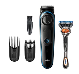 Braun BT3240 Barttrimmer, 39–2 cm, Nass- und Trockenbetrieb, Schwarz, Blau
