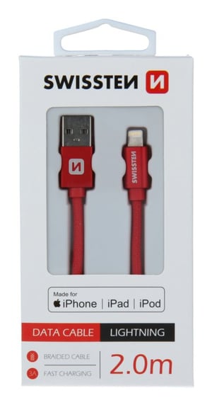 Swissten 71524306 kabel Lightning 2 m Czerwony