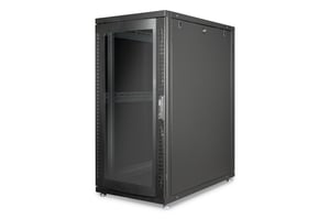Digitus Stående serverskåp Unique 19" 26U rack 600x1000, glasdörr fram, svart, 1000 kg