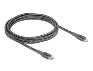 DeLOCK USB Type-C to Lightning Data and Charging Cable for iPhone, iPad, and iPod, Gray, 2 m, MFi