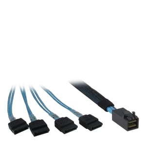 Inter-Tech 0.5m SFF 8643/4x SATA 0,5 m Czarny, Niebieski