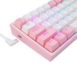 REDRAGON K617-RGB Fizz RGB White/Pink klawiatura USB Różowy, Biały