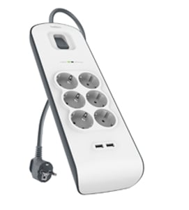 Belkin BSV604vf2M White 6-Port Power Strip, 2 m