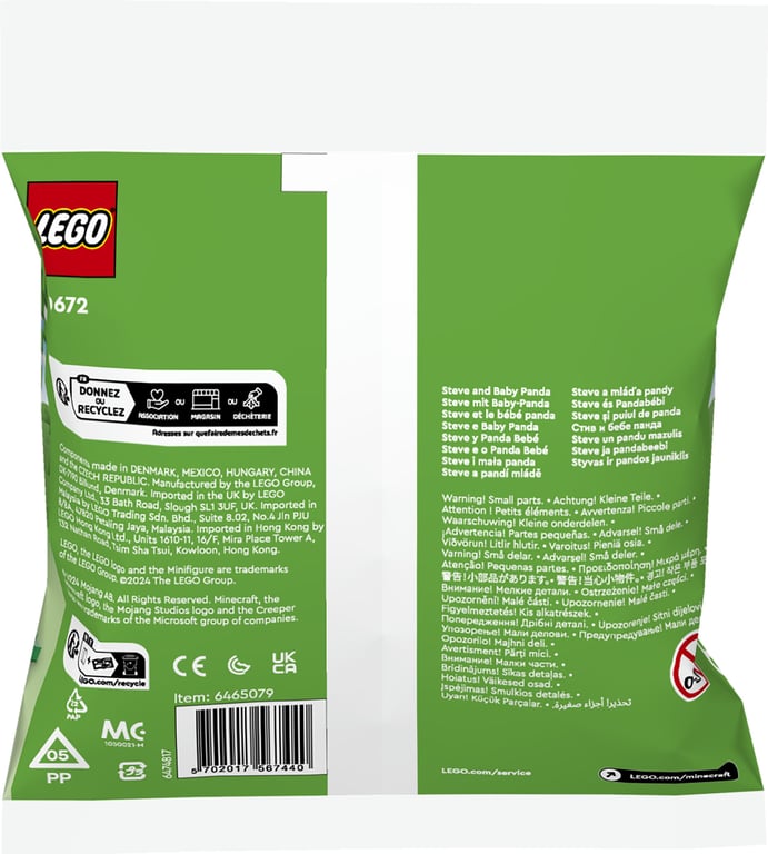 LEGO Minecraft Steve i mała panda