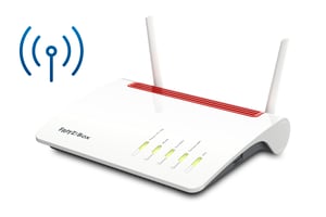 Box FRITZ! 6890 LTE-WLAN-Router mit Gigabit-Ethernet, Dualband (2,4 GHz/5 GHz) und 4G – Schwarz, Rot, Weiß