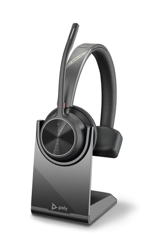 Poly Voyager 4310 UC Zestaw słuchawkowy Bezprzewodowy Opaska na głowę Biuro/centrum telefoniczne USB Type-C Bluetooth Podstawka do ładowania Czarny