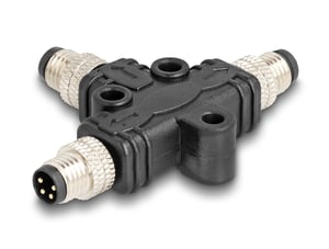 DeLOCK M8 T-Splitter with A-coding, 4-pin, 1 x male connector to 2 x male parallel connectors