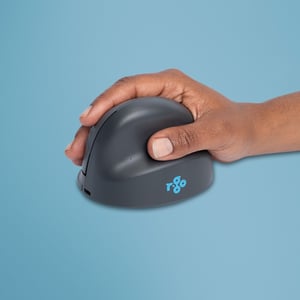 R-Go Tools Vertikale Maus R-Go HE Break – Maus mit App für Pausen, mittlere Größe, für Rechtshänder, Bluetooth, grau