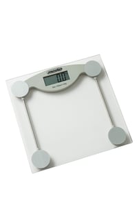 Mesko Home MS 8137 Waage, rechteckig, transparent, weiß, elektronische Personenwaage