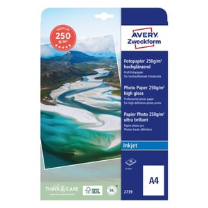Avery 2739 papier fotograficzny A4 Biały Wysoki połysk