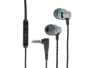DeLOCK In-Ear-Kopfhörer mit 4-poligem 3,5-mm-Stereo-Klinkenstecker, Mikrofon und Lautstärkeregler sowie Schnellstummschaltfunktion für Smartphones und Tablets