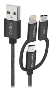 SBS TECABLEUSBIP531BW USB-Kabel USB 2.0 1,2 m USB A – Micro-USB A Schwarz