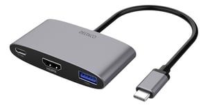 Deltaco USBC-HDMI22 Wired USB 3.2 Gen 2 (3.1 Gen 2) Type-C Docking Station, Gray