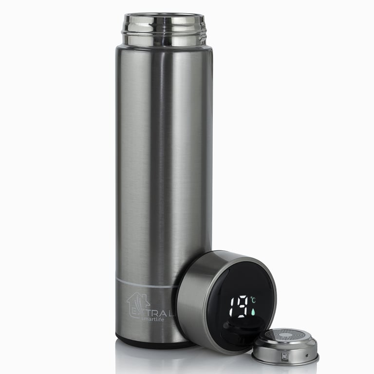 Extralink Kubek termiczny Smart Travel Mug Srebrny Termos z wyświetlaczem LED