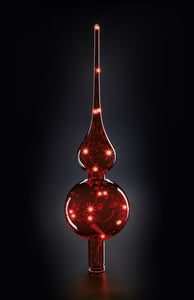 Krinner 76032 Weihnachtsschmuck Christbaumschmuck Glas Rot, Transparent 1 Stk.
