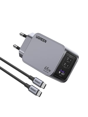 Ugreen 25871 Portable Device Charger, Universal, Gray, AC, Fast Charging, Indoor