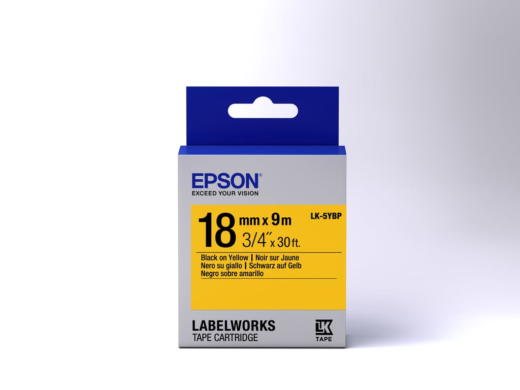 Epson Label Cartridge Pastel LK-5YBP Black/Yellow 18mm (9m)