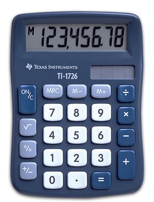 Texas Instruments TI-1726 Pocket Calculator Basic Calculator Blue