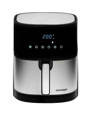Concept FR5000 Fritteuse, Einzelausführung 5 l 1700 W Heißluftfritteuse, schwarz, satinierter Stahl
